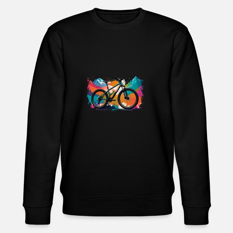 illustration,mountain bike,road bike,graffiti,mountains - Stanley/Stella CHANGER Unisex Organic Sweatshirt - black