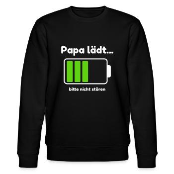 Papa lädt... bitte nicht stören – Lustig & ehrlich - Stanley/Stella Unisex Bio-Sweatshirt CHANGER  - Schwarz - Vorne - Nik (191cm) & Marisol (170cm)
