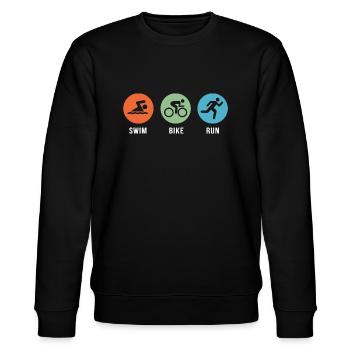 Swim Bike Run - Stanley/Stella Unisex Bio-Sweatshirt CHANGER  - Schwarz - Vorne - Nik (191cm) & Marisol (170cm)