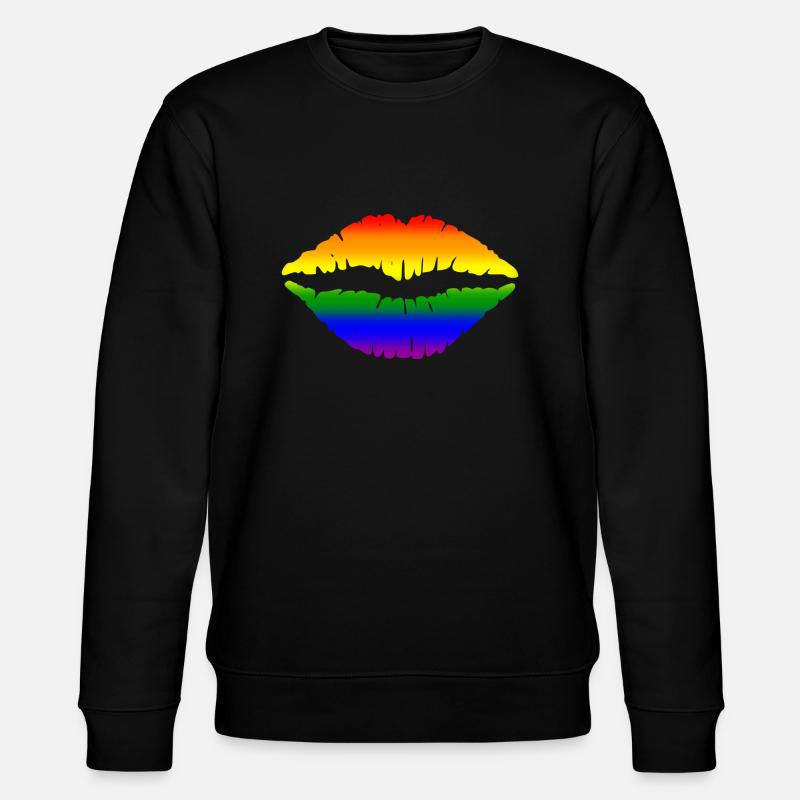 Regenbogen-Lippen - Stanley/Stella Unisex Bio-Sweatshirt CHANGER  - Schwarz