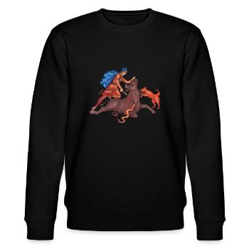 Mithras Kult - Stanley/Stella Unisex Bio-Sweatshirt CHANGER  - Schwarz - Vorne - Nik (191cm) & Marisol (170cm)