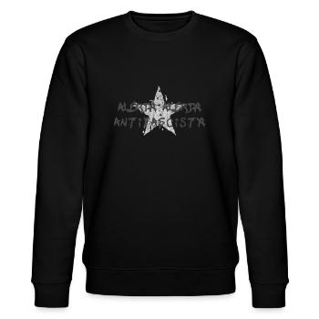 SCHLACHTRUF DER ANTIFA ALERTA ALERTA ANTIFASCISTA - Stanley/Stella Unisex Bio-Sweatshirt CHANGER  - Schwarz - Vorne - Nik (191cm) & Marisol (170cm)
