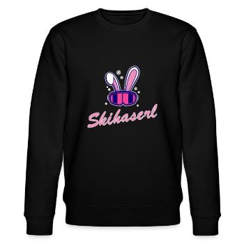 Apres Ski Skihaserl Skihasen Skihäschen - Stanley/Stella Unisex Bio-Sweatshirt CHANGER  - Schwarz - Vorne - Nik (191cm) & Marisol (170cm)