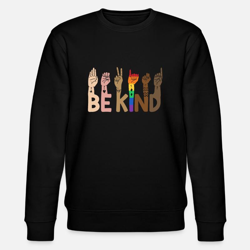 Be Kind LGBT Regenbogen - Stanley/Stella Unisex Bio-Sweatshirt CHANGER  - Schwarz