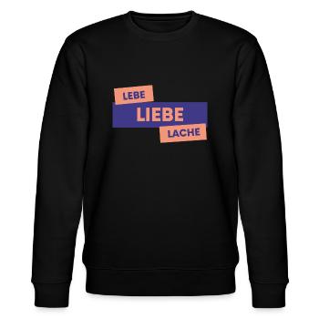 LEBE!LIEBE!LACHE! - Stanley/Stella Unisex Bio-Sweatshirt CHANGER  - Schwarz - Vorne - Nik (191cm) & Marisol (170cm)