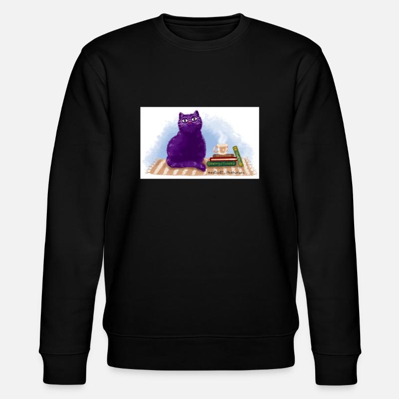 Katze, Bücher und Tee - Stanley/Stella Unisex Bio-Sweatshirt CHANGER  - Schwarz