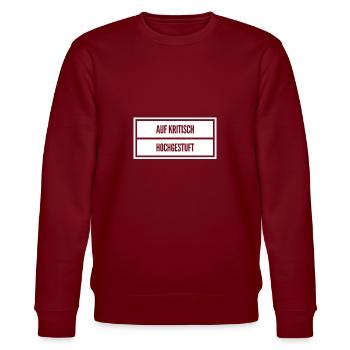 ich wurde hochgestuft - Stanley/Stella Unisex Bio-Sweatshirt CHANGER  - Burgunderrot - Vorne - Nik (191cm) & Marisol (170cm)