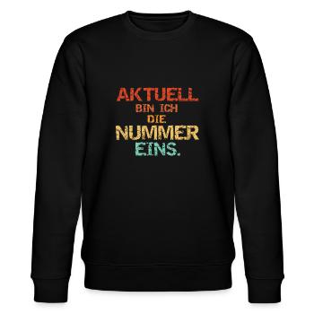 Nummer Eins - Vintage - Stanley/Stella Unisex Bio-Sweatshirt CHANGER  - Schwarz - Vorne - Nik (191cm) & Marisol (170cm)