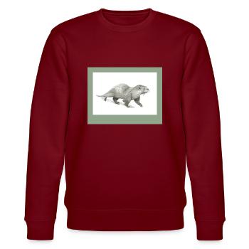 230909 Otter 3 - Stanley/Stella CHANGER Unisex Organic Sweatshirt - burgundy - Front - Nik (191cm) & Marisol (170cm)