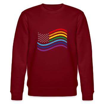 Drapeau arc-en-ciel des États-Unis - Sweat bio CHANGER Stanley/Stella Unisexe - bordeaux - Devant - Nik (191cm) & Marisol (170cm)