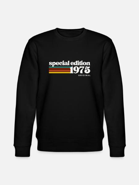 50th Birthday Gift: 1975 Vintage Retro Shirt - Stanley/Stella CHANGER Unisex Organic Sweatshirt - black