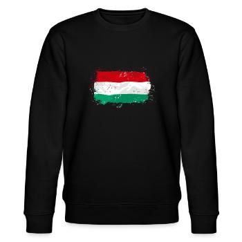 Hungary Flag - Stanley/Stella Unisex Bio-Sweatshirt CHANGER  - Schwarz - Vorne - Nik (191cm) & Marisol (170cm)