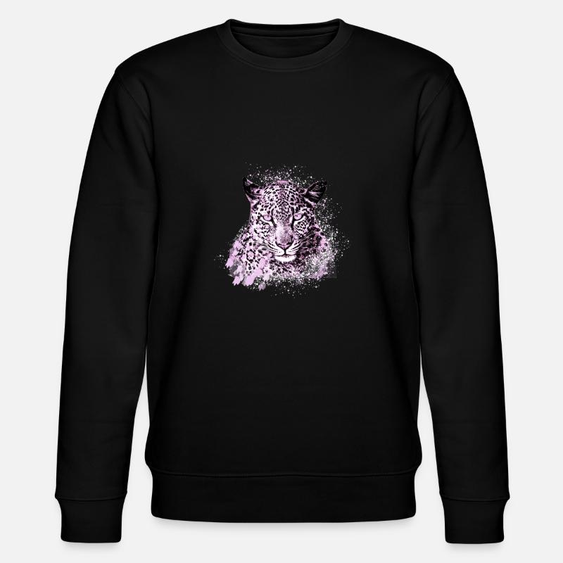 snow leopard,cat,leopard,pink,wildcat - Stanley/Stella CHANGER Unisex Organic Sweatshirt - black