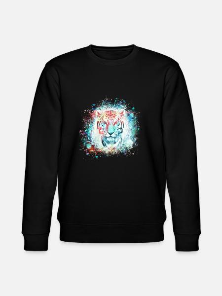 weisser tiger ,tiger,blau,graffiti, aquarell,bunt - Stanley/Stella Unisex Bio-Sweatshirt CHANGER - Schwarz