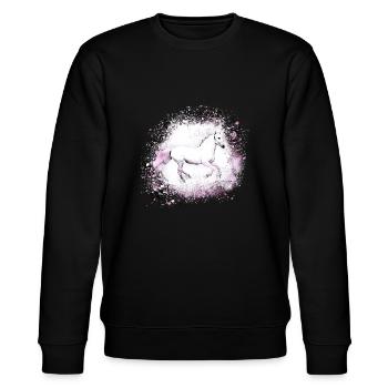 Pferd,schimmel, pink, Graffiti, Malerei, rosa - Stanley/Stella Unisex Bio-Sweatshirt CHANGER  - Schwarz - Vorne - Nik (191cm) & Marisol (170cm)