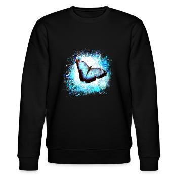 schmetterling ,blau ,graffiti,türkis,malerei - Stanley/Stella Unisex Bio-Sweatshirt CHANGER  - Schwarz - Vorne - Nik (191cm) & Marisol (170cm)