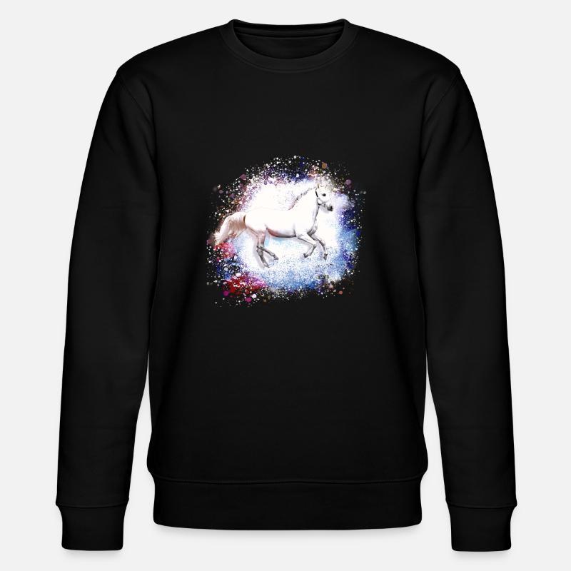 Schimmel, Pferd,weisses Pferd, Graffiti, Malerei - Stanley/Stella Unisex Bio-Sweatshirt CHANGER  - Schwarz