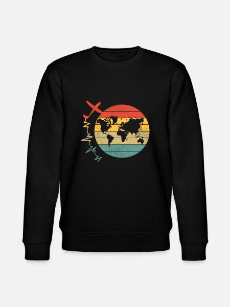 Glider Glider World Map Heartbeat - Stanley/Stella CHANGER Unisex Organic Sweatshirt - black