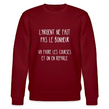 l'argent ne fait pas le bonheur - Sweat bio CHANGER Stanley/Stella Unisexe - bordeaux - Devant - Nik (191cm) & Marisol (170cm)