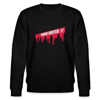 zombie hunter Halloween Quote - Stanley/Stella CHANGER Unisex Organic Sweatshirt - black - Front - Nik (191cm) & Marisol (170cm)