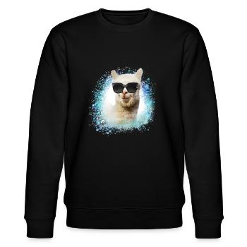 Alpaka, Lama, Zeichnung, sonnenbrille - Stanley/Stella Unisex Bio-Sweatshirt CHANGER  - Schwarz - Vorne - Nik (191cm) & Marisol (170cm)
