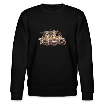 1986 Metall flüssig - Stanley/Stella Unisex Bio-Sweatshirt CHANGER  - Schwarz - Vorne - Nik (191cm) & Marisol (170cm)