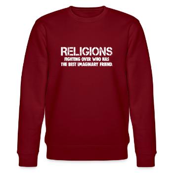 Les religions se battent pour le meilleur ami imaginaire - Sweat bio CHANGER Stanley/Stella Unisexe - bordeaux - Devant - Nik (191cm) & Marisol (170cm)