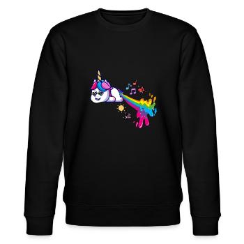 Einhorn,Pupsen,regenbogen, pupsendes einhorn - Stanley/Stella Unisex Bio-Sweatshirt CHANGER  - Schwarz - Vorne - Nik (191cm) & Marisol (170cm)
