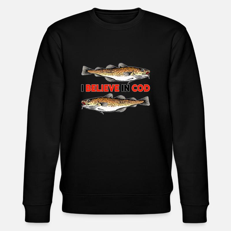 Fishing - I believe in Cod - Stanley/Stella CHANGER Unisex Organic Sweatshirt - black