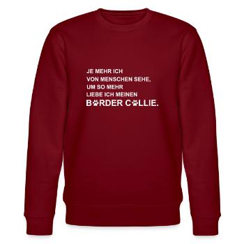 Border Collie - Hütehund - Stanley/Stella Unisex Bio-Sweatshirt CHANGER  - Burgunderrot - Vorne - Nik (191cm) & Marisol (170cm)