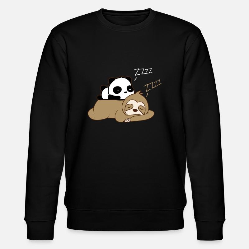 Cute panda sleeping on sloth - Stanley/Stella CHANGER Unisex Organic Sweatshirt - black
