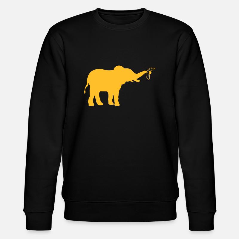 Banana Elephant Silhouette Fruit - Stanley/Stella CHANGER Unisex Organic Sweatshirt - black