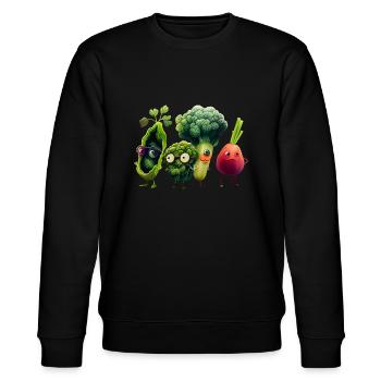 Veggie Vegetable Squad - Stanley/Stella CHANGER Unisex Organic Sweatshirt - black - Front - Nik (191cm) & Marisol (170cm)