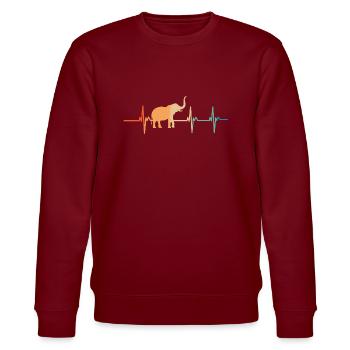Elefantenherzschlag - Stanley/Stella Unisex Bio-Sweatshirt CHANGER  - Burgunderrot - Vorne - Nik (191cm) & Marisol (170cm)