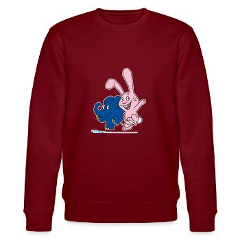 Elefant und Hase hüpfen - Stanley/Stella Unisex Bio-Sweatshirt CHANGER  - Burgunderrot - Vorne - Nik (191cm) & Marisol (170cm)