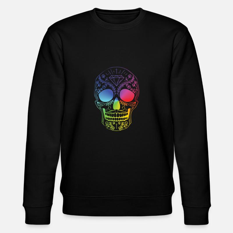 Totenkopf im Regenbogen Style - Stanley/Stella Unisex Bio-Sweatshirt CHANGER  - Schwarz
