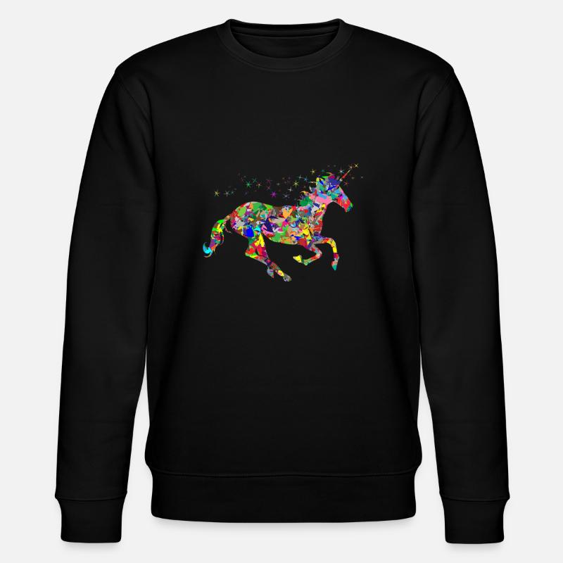 EINHORN Bunt - Stanley/Stella Unisex Bio-Sweatshirt CHANGER  - Schwarz