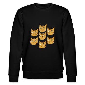crasy cat verrückte Katzen Leopard Tierkatze Shirt - Stanley/Stella Unisex Bio-Sweatshirt CHANGER  - Schwarz - Vorne - Nik (191cm) & Marisol (170cm)