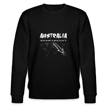 Wo ist Australien? Lustiges Welt Reise Geschenk - Stanley/Stella Unisex Bio-Sweatshirt CHANGER  - Schwarz - Vorne - Nik (191cm) & Marisol (170cm)