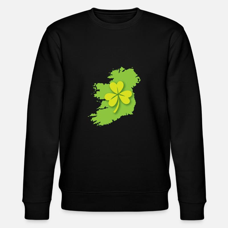 Ireland Irish map with shamrock - Stanley/Stella CHANGER Unisex Organic Sweatshirt - black