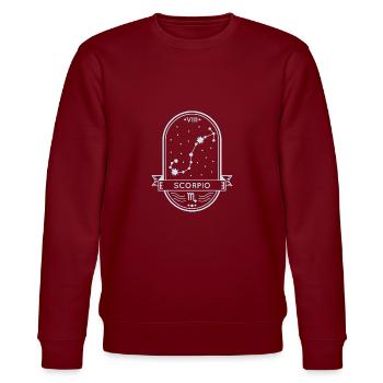Skorpion-Konstellation - Stanley/Stella Unisex Bio-Sweatshirt CHANGER  - Burgunderrot - Vorne - Nik (191cm) & Marisol (170cm)