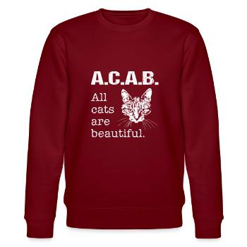 acab - Stanley/Stella CHANGER Unisex Organic Sweatshirt - burgundy - Front - Nik (191cm) & Marisol (170cm)