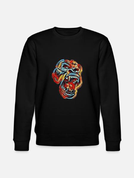 Bunter Silberrücken-Gorilla - Stanley/Stella Unisex Bio-Sweatshirt CHANGER - Schwarz