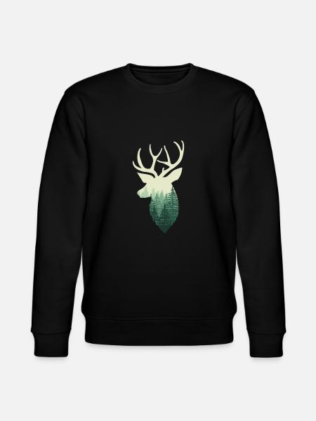 Deer with forest - Stanley/Stella CHANGER Unisex Organic Sweatshirt - black