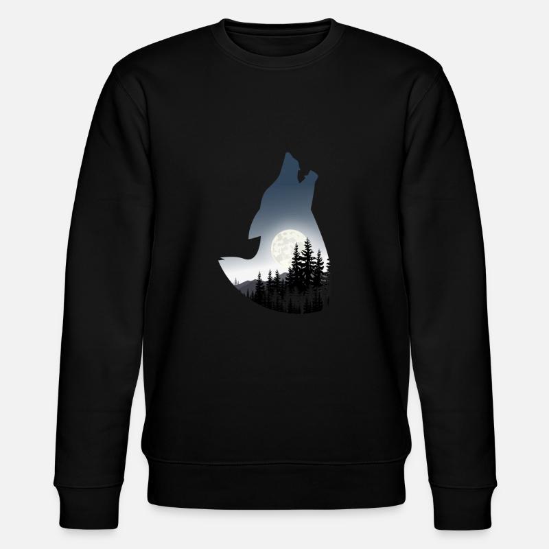 Wolf Silhouette - Stanley/Stella Unisex Bio-Sweatshirt CHANGER  - Schwarz