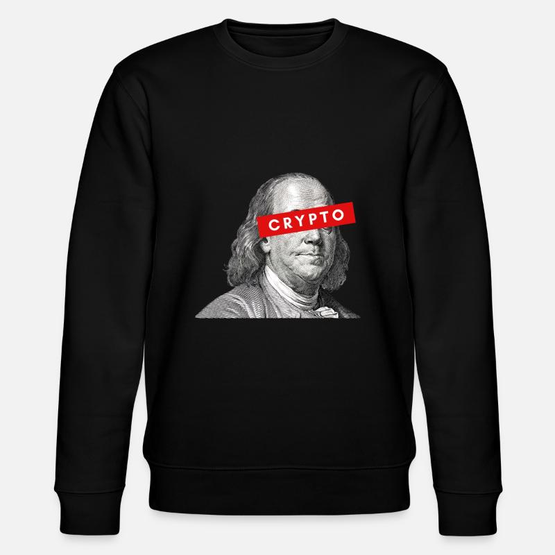 Krypto Benjamin Franklin Kryptowährung Blockchain - Stanley/Stella Unisex Bio-Sweatshirt CHANGER  - Schwarz
