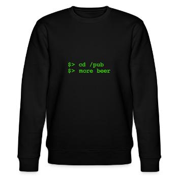 cd pub - more beer - Linux Shell - Stanley/Stella Unisex Bio-Sweatshirt CHANGER  - Schwarz - Vorne - Nik (191cm) & Marisol (170cm)