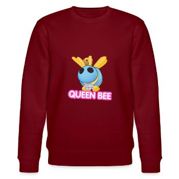 Queen Bee Cartoon - Stanley/Stella CHANGER Unisex Organic Sweatshirt - burgundy - Front - Nik (191cm) & Marisol (170cm)