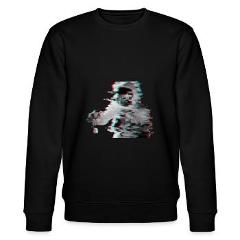 Glitch Astronaut - Stanley/Stella CHANGER Unisex Organic Sweatshirt - black - Front - Nik (191cm) & Marisol (170cm)