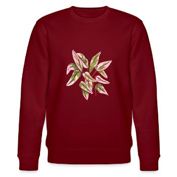 Triostar Stromanthe Aquarell Rosa Blätter - Stanley/Stella Unisex Bio-Sweatshirt CHANGER  - Burgunderrot - Vorne - Nik (191cm) & Marisol (170cm)